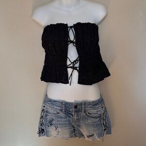 Abercrombie & Fitch Black Lace-Up Crop Top